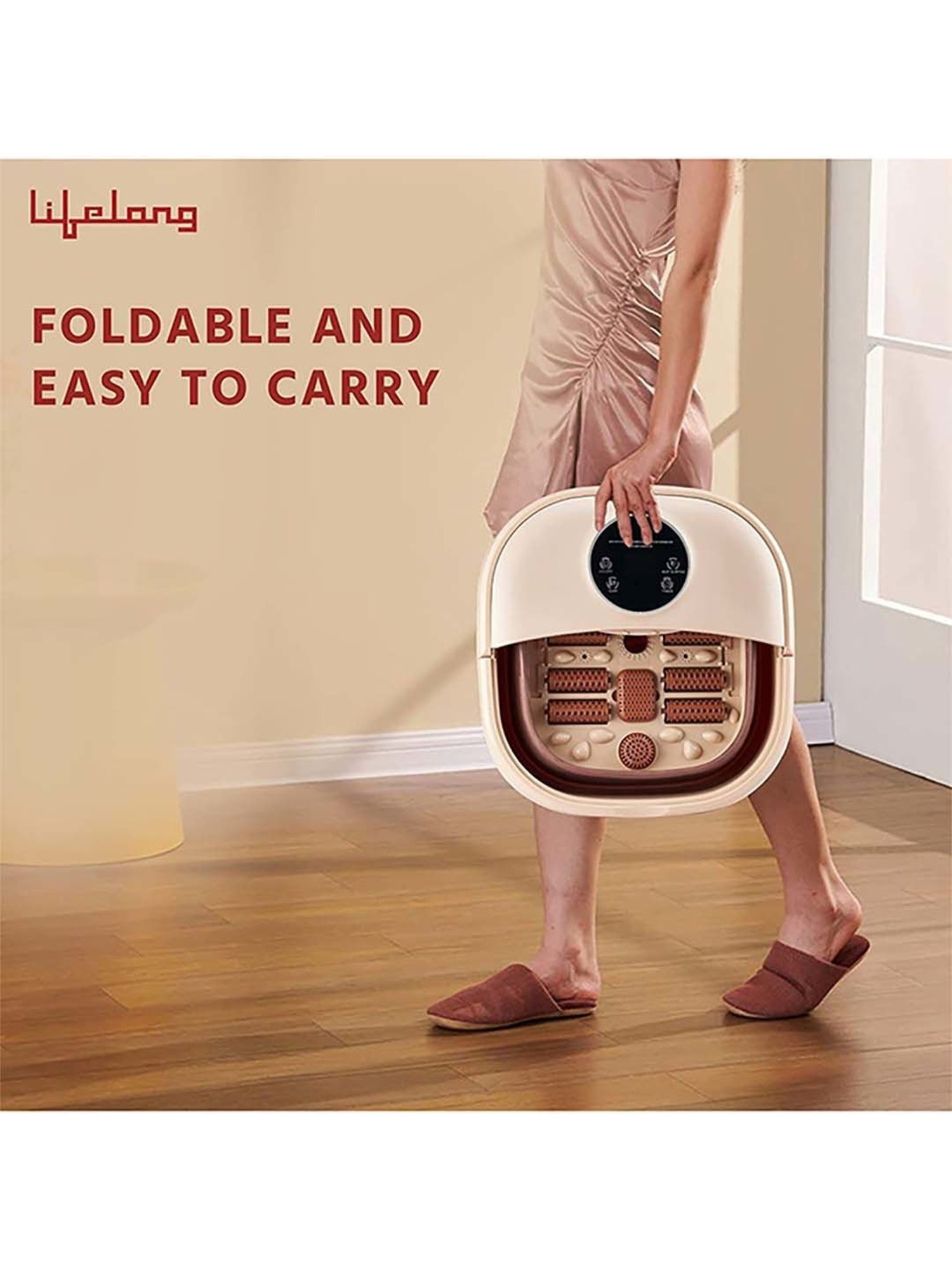 Lifelong LLM378 Electric Foldable Foot Spa Massager (Brown)