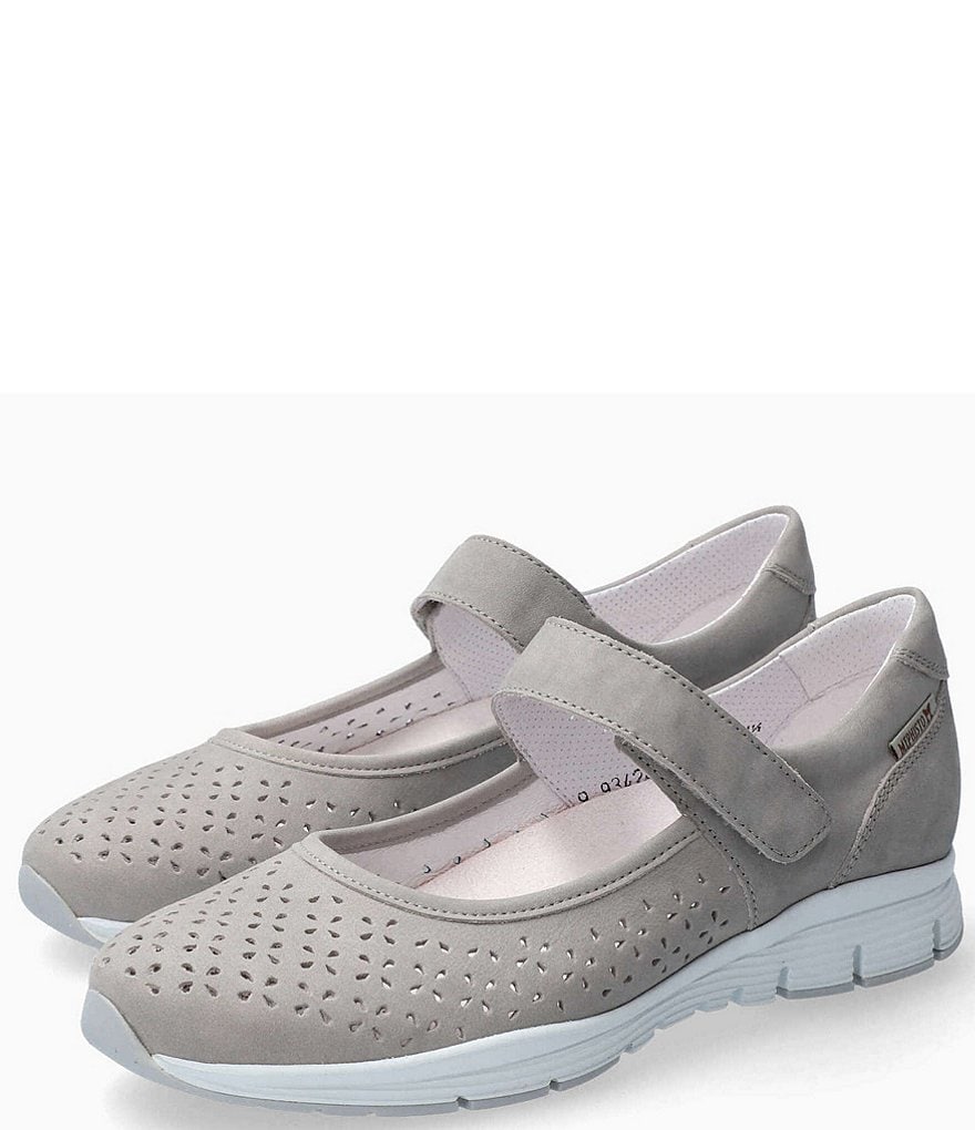 Mephisto Perforated Leather Flat Mary Janes