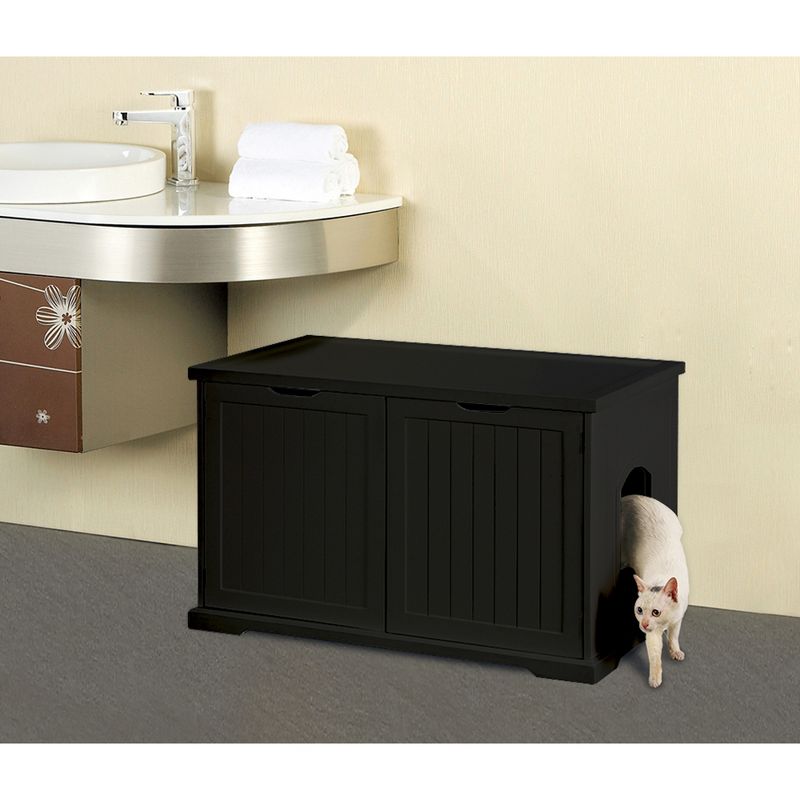 Merry Products Decorative Bench with Enclosed Cat Litter Washroom Box, Black