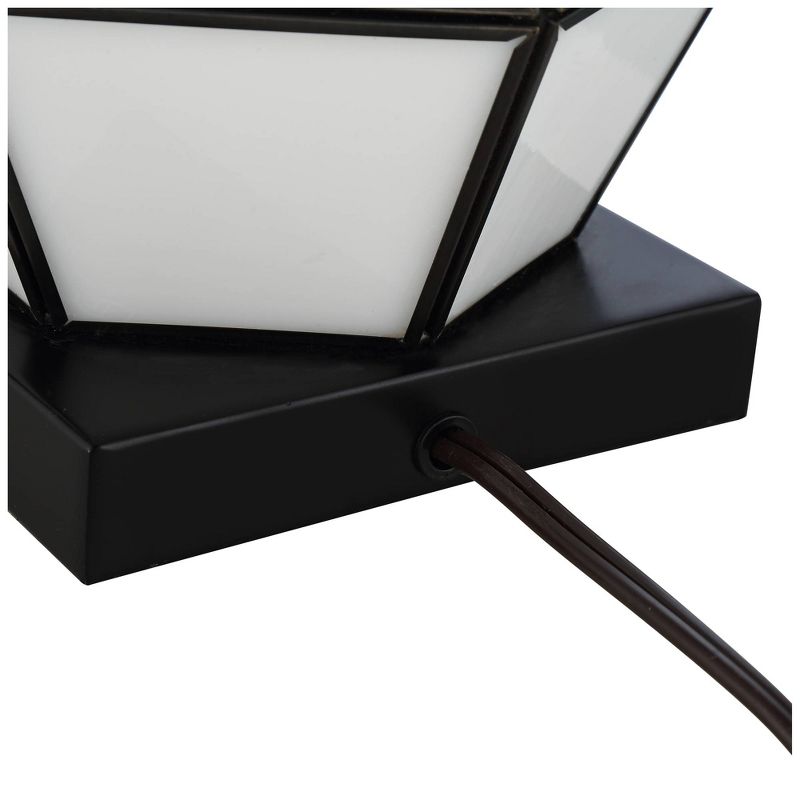 360 Lighting Modern Table Lamps Set of 2 with Night Light Bronze Geometric White Glass Drum Shade Decor Living Room Bedroom House