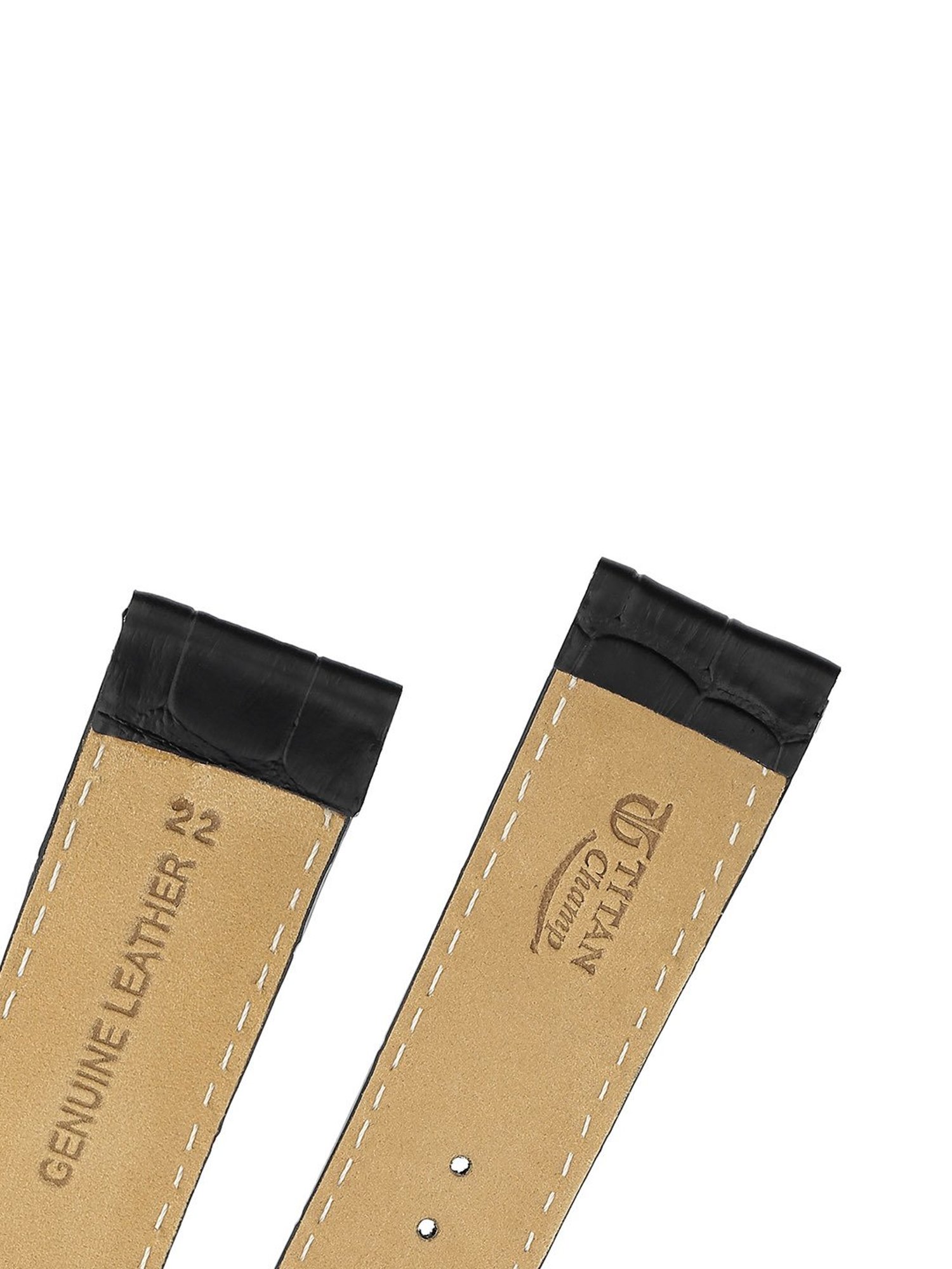 22MM BLACK Titan Genuine Leather Strap for MEN