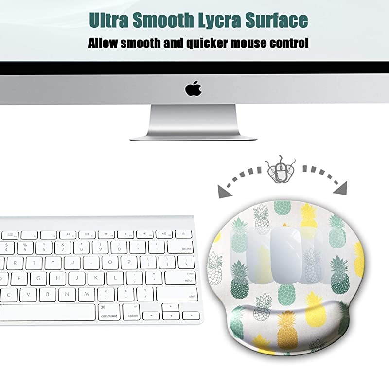 Ergonomic Mouse Pad with Wrist Support Cute Wrist Pad with NonSlip Rubber Base for Computer Laptop Home Office Gaming Working Easy Typing amp Pain Relief Pineapple