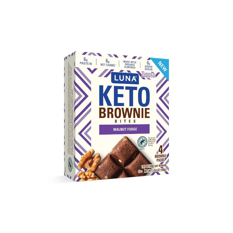 Luna Keto Brownie Bites Walnut Fudge - 4pk