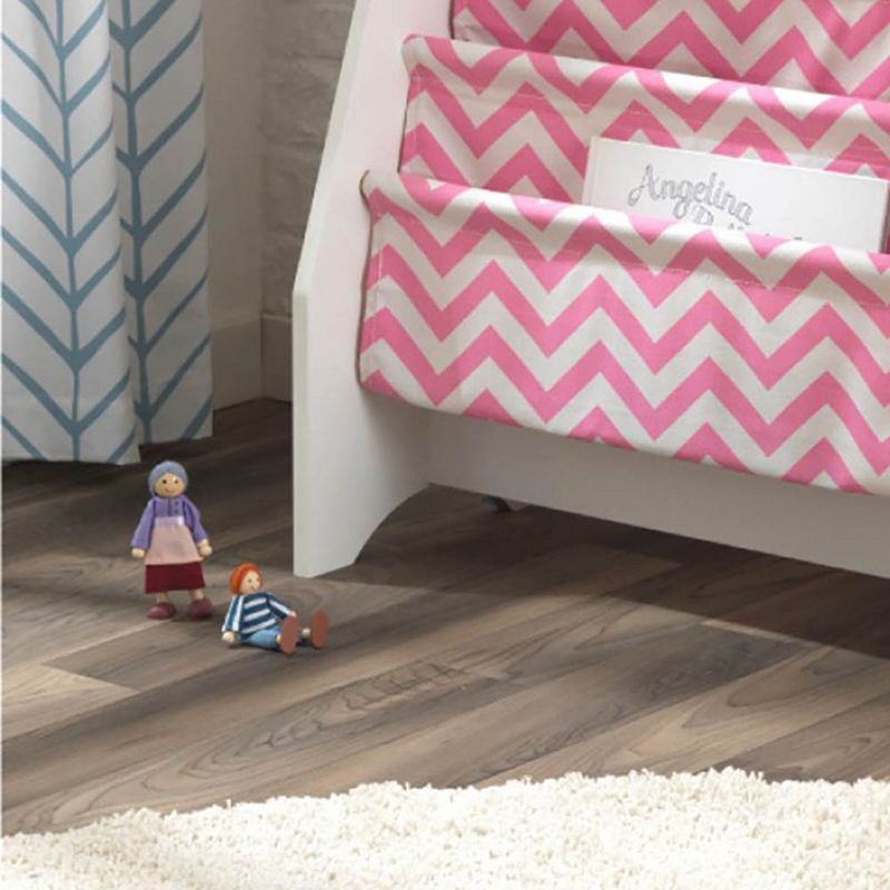 KidKraft Wooden Sling Bookshelf Bookcase Organizer, Pink & White