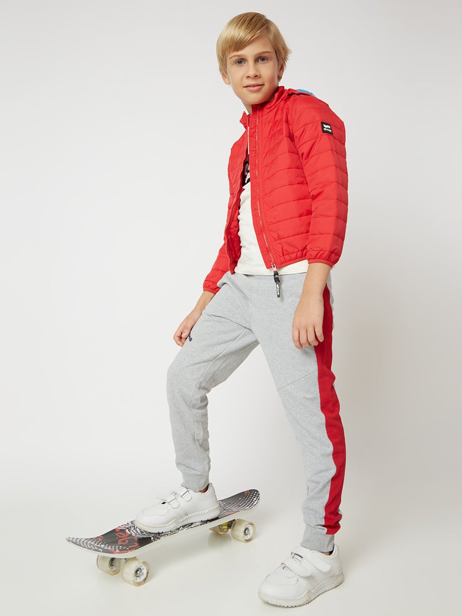 GAS Kids Red Solid Full Sleeves Puffer Jacket