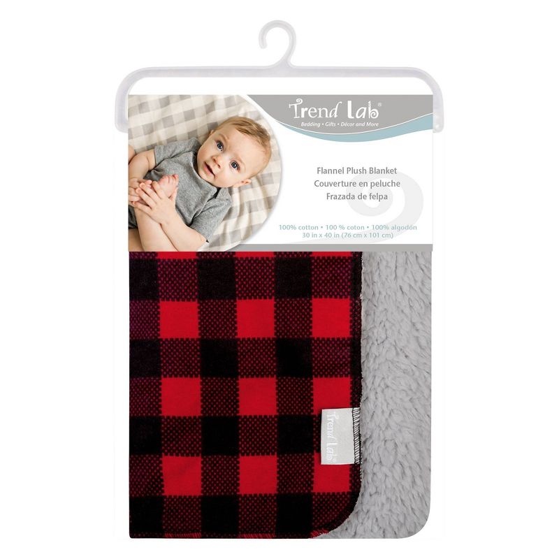 Trend Lab Flannel and Faux Shearling Baby Blanket - Red/Black