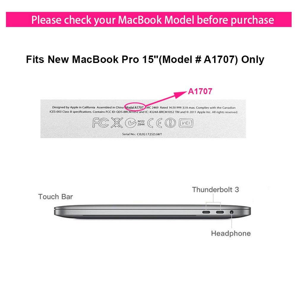MacBook Pro 15"(2016 & 2017 Release) Hardshell Case & Felt Sleeve[5 in 1 Bundle] with Screen Protector,Keyboard Cover & Dust Plug for Latest MacBook Pro 15" A1707 w/Touch Bar Touch ID - Rose Gold
