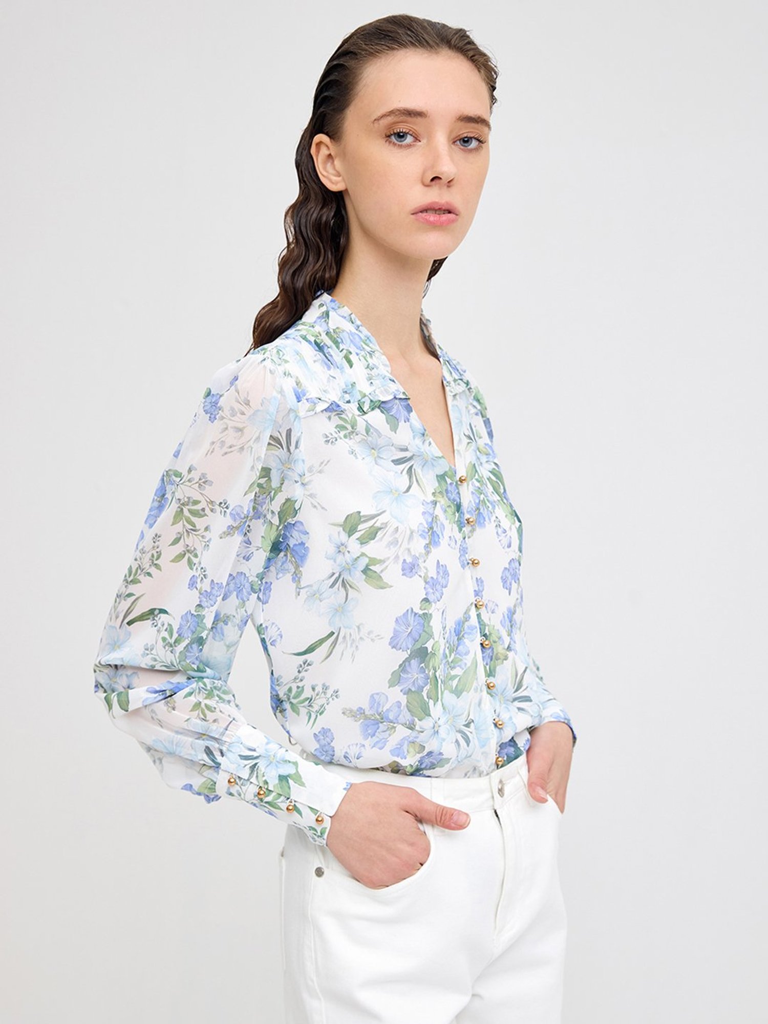 Cover Story Off White Floral Print Top