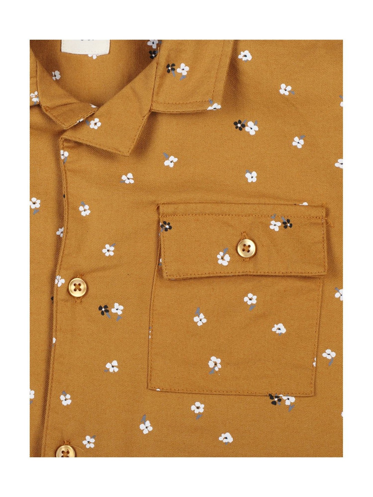 Peter England Kids Brown Floral Print Shirt