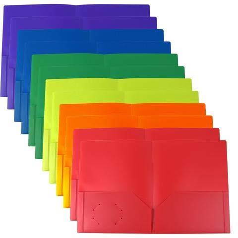 2 Pocket Plastic folders with 3 Prong Fasteners (Pack of 3) (Blue)