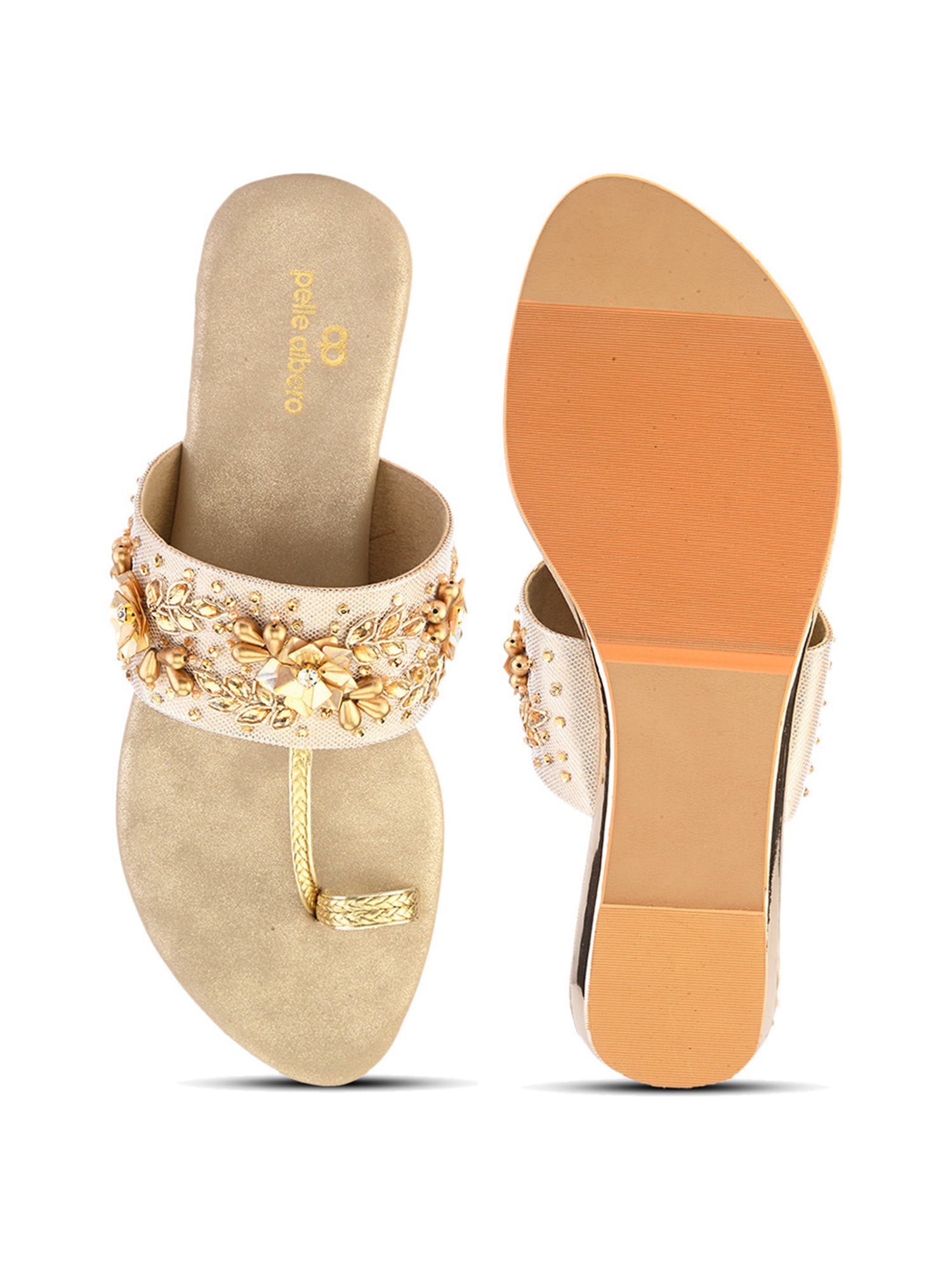 Pelle Albero Women's Gold Toe Ring Sandals