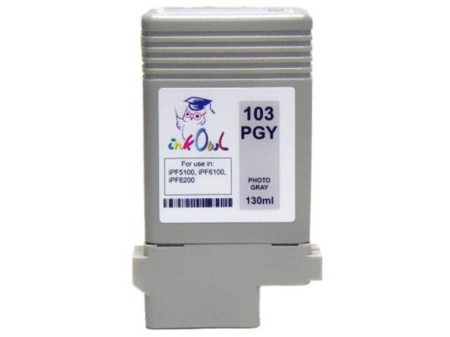 InkOwl Compatible Ink Cartridge Replacement for CANON PFI-103PGY (130ml, Photo Gray) for iPF5100, iPF6100, iPF6200 printers