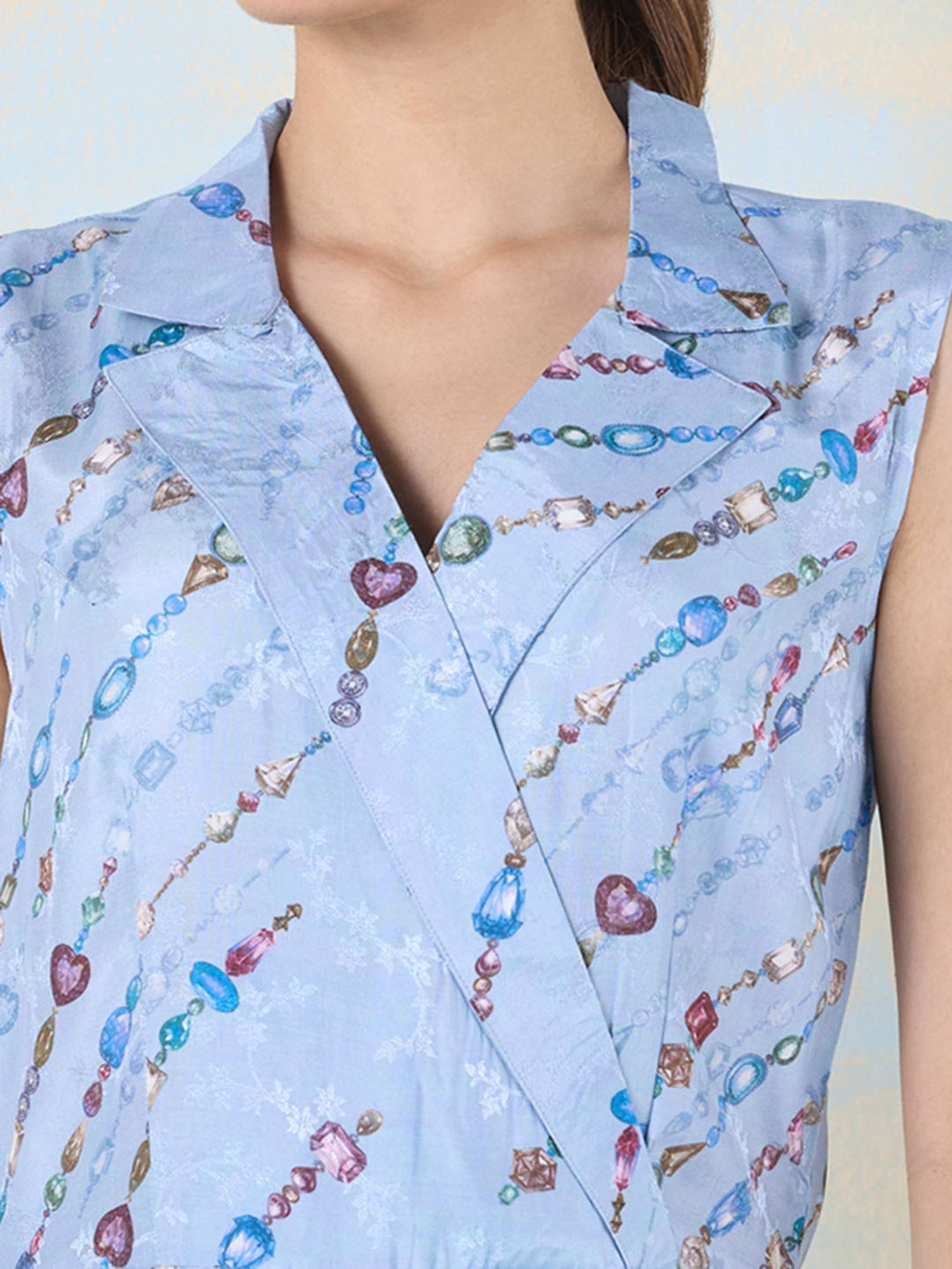 navyasa by liva Blue Printed Jumpsuit