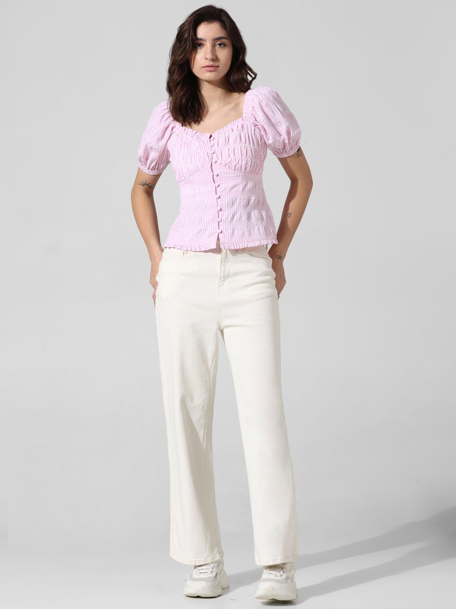 Only Pink Checks Top