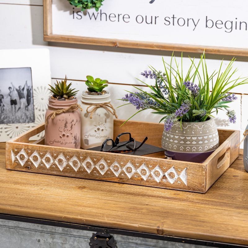 Lone Elm Studios Set of 2 Nesting White Wash Mango Wood Trays