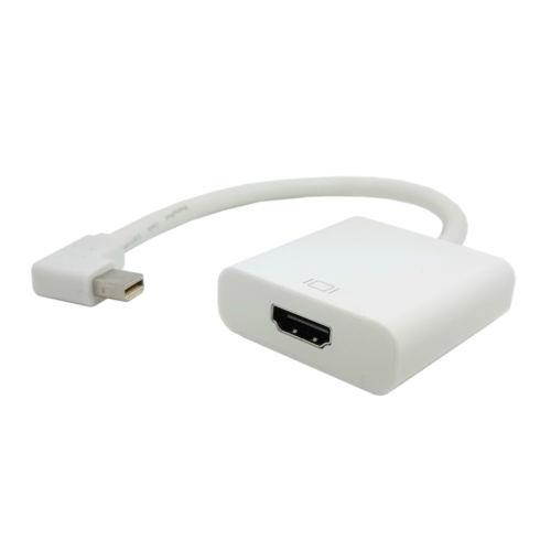 Left Angled 90 degree Mini DisplayPort Mini DP Male to HDMI Female Converter Cable Adapter White