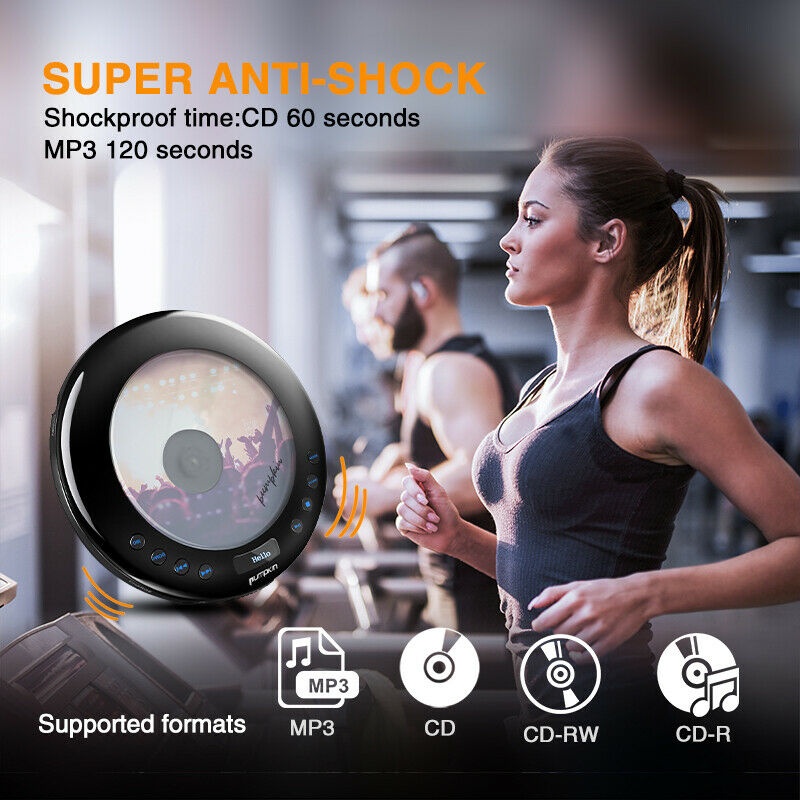 Portable CD Player w/ earphones Compact Disc CD Player Anti-Skip FM Transmitter