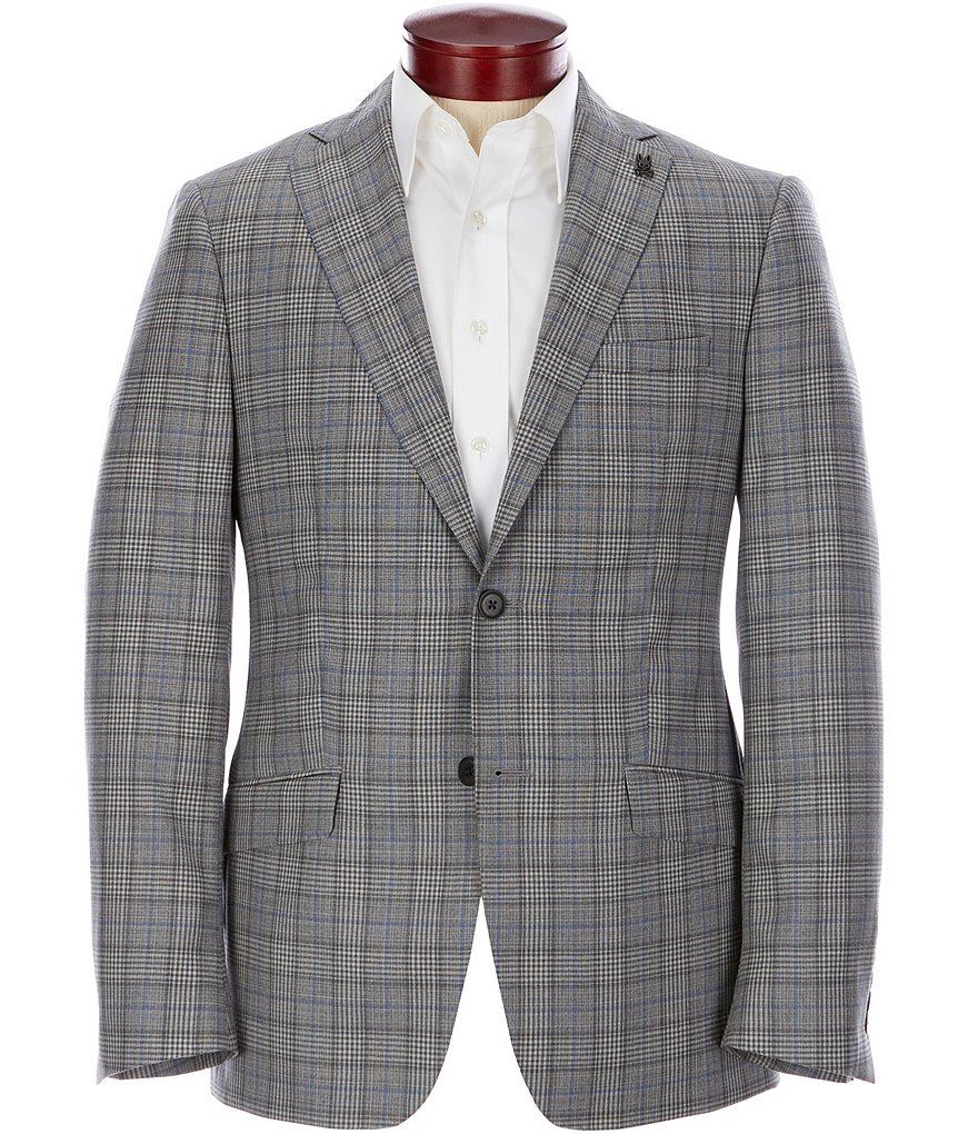 Psycho Bunny Slim Fit Grey Plaid Wool Sportcoat