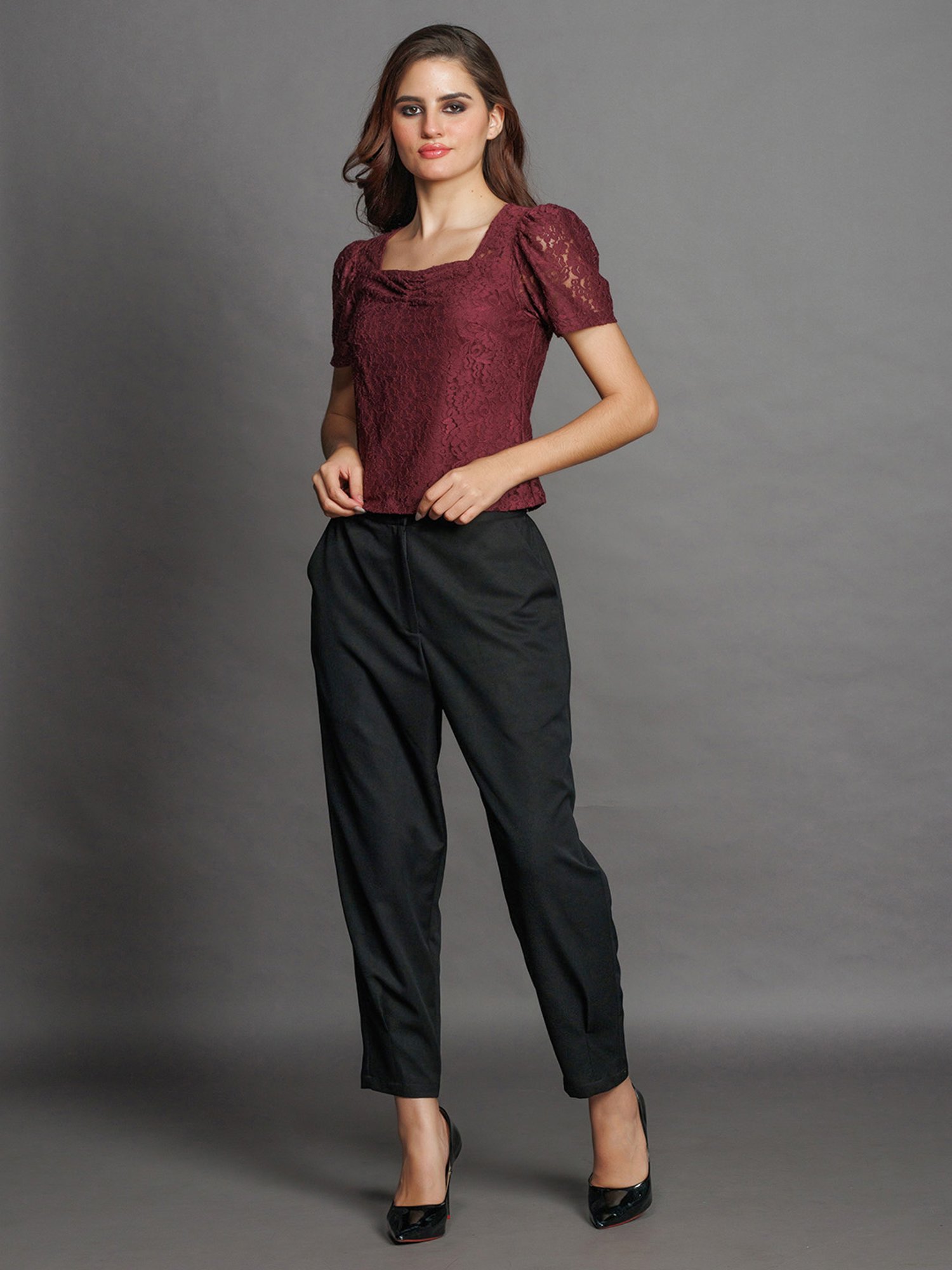 Zink London Mauve Lace Top