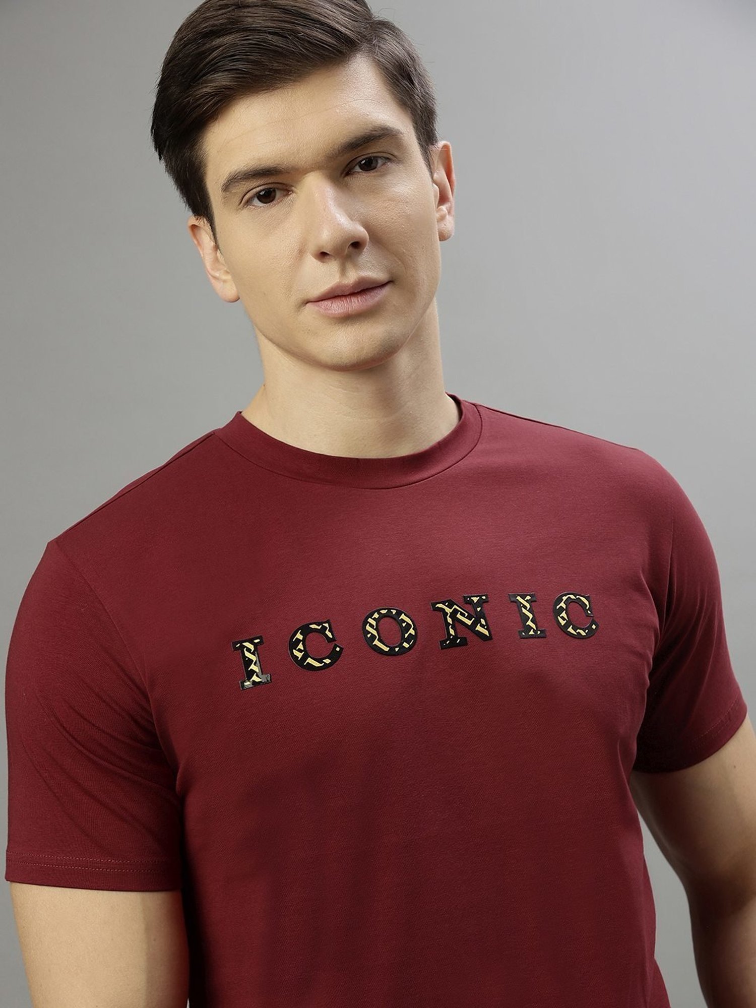 Iconic Men Typography Regular Fit Cotton T-shirt