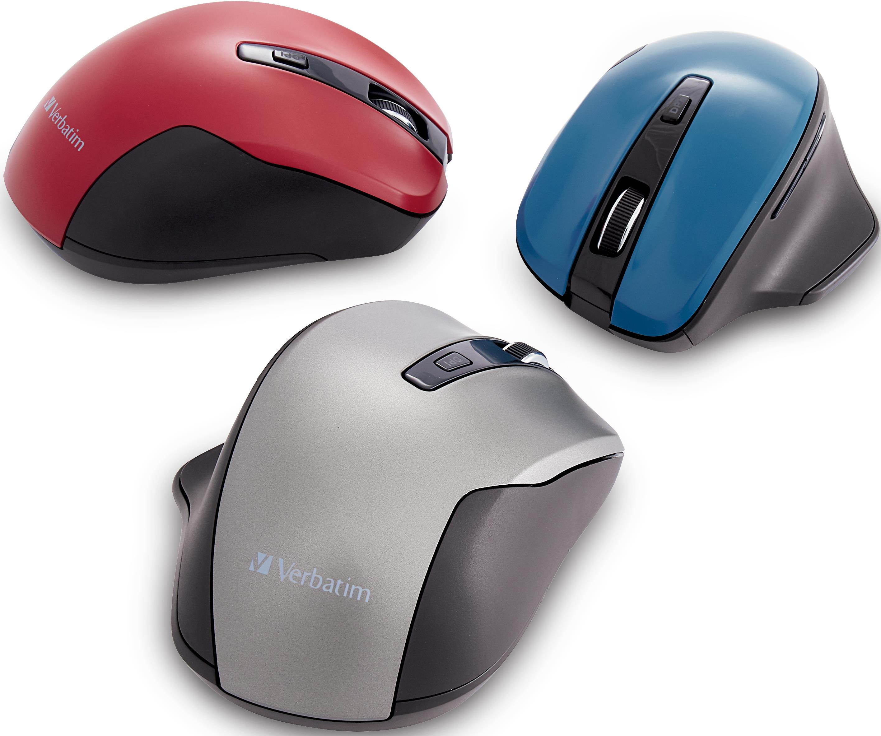 Verbatim Silent Ergonomic Wireless Blue LED Mouse Red 70243