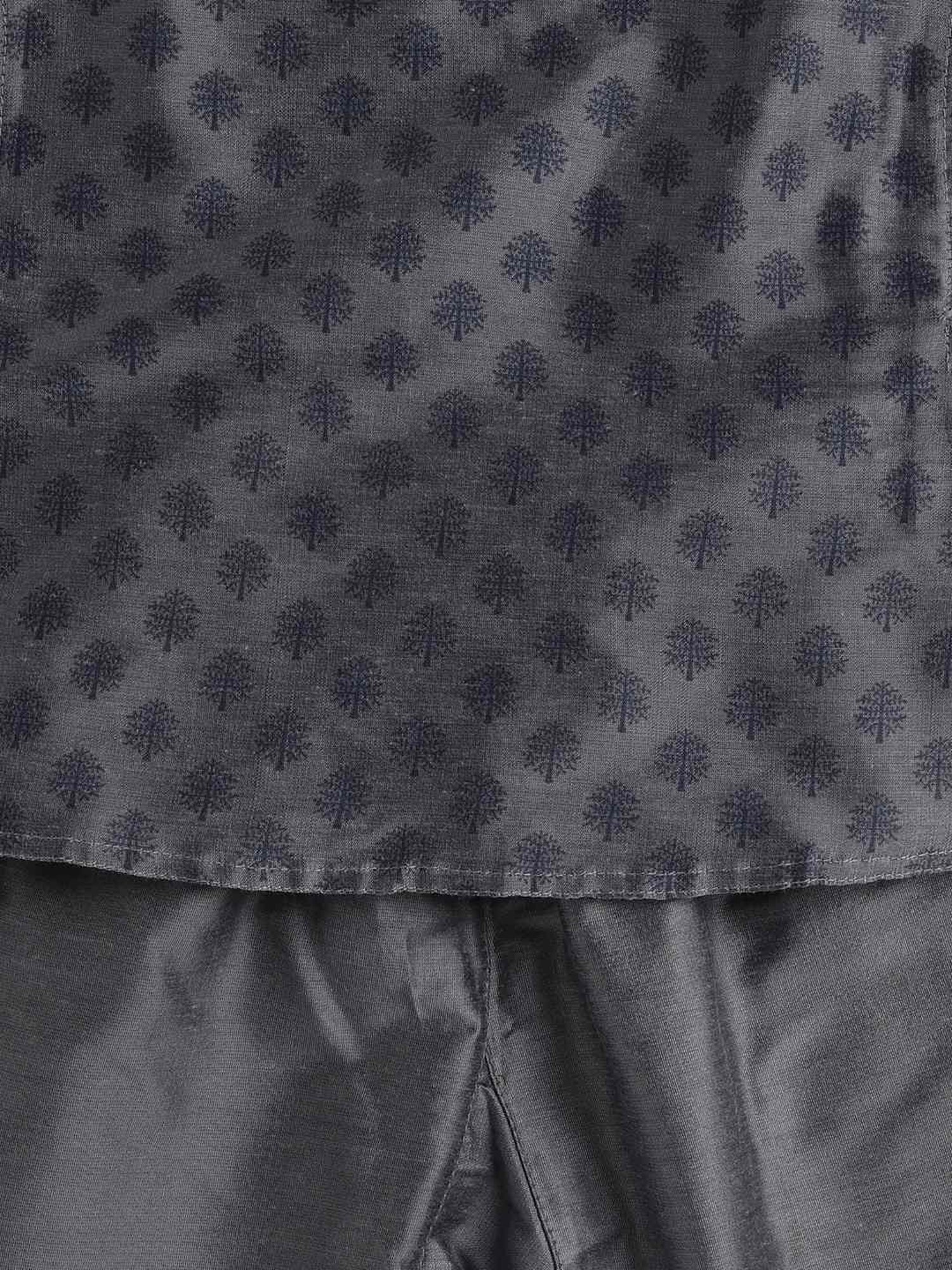 VASTRAMAY SISHU Grey & Blue Cotton Printed Kurta Set