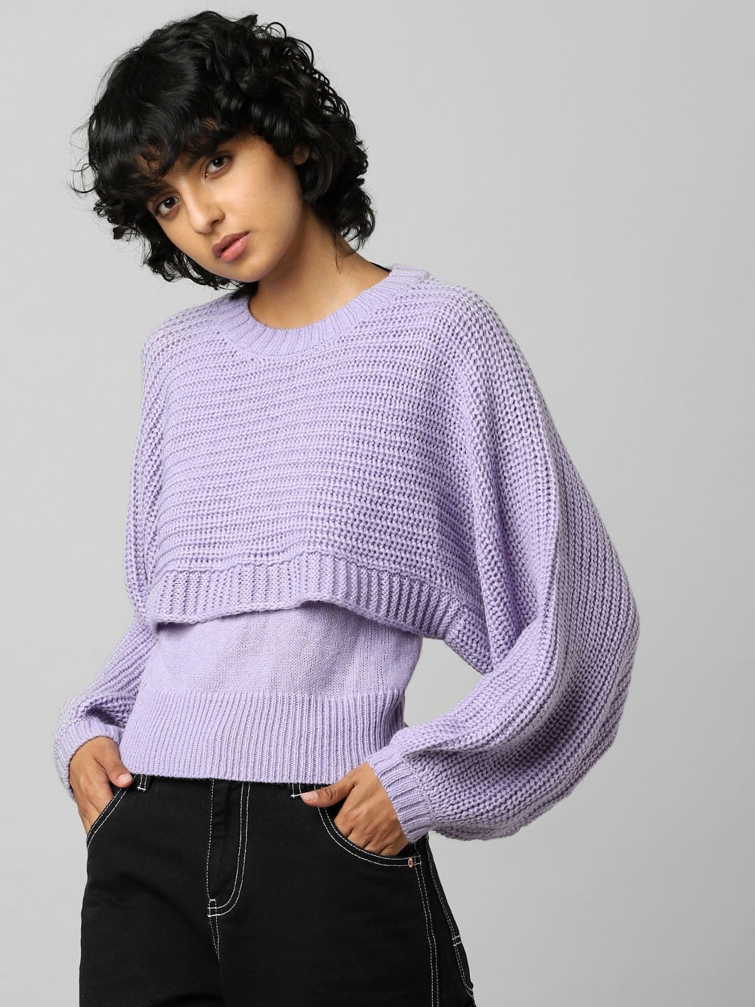 JDY By Only Purple Self Design Pullover