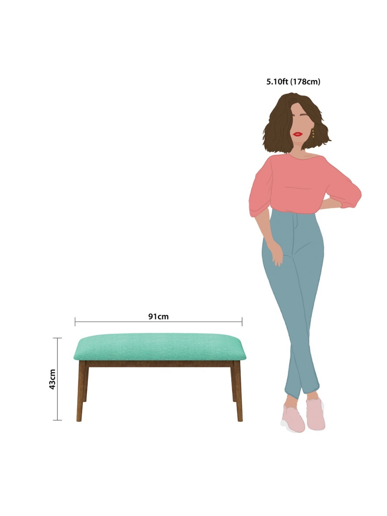 Chumbak Jodhpur Maldivian Solid Teal Blue Sheesham Wood Bench