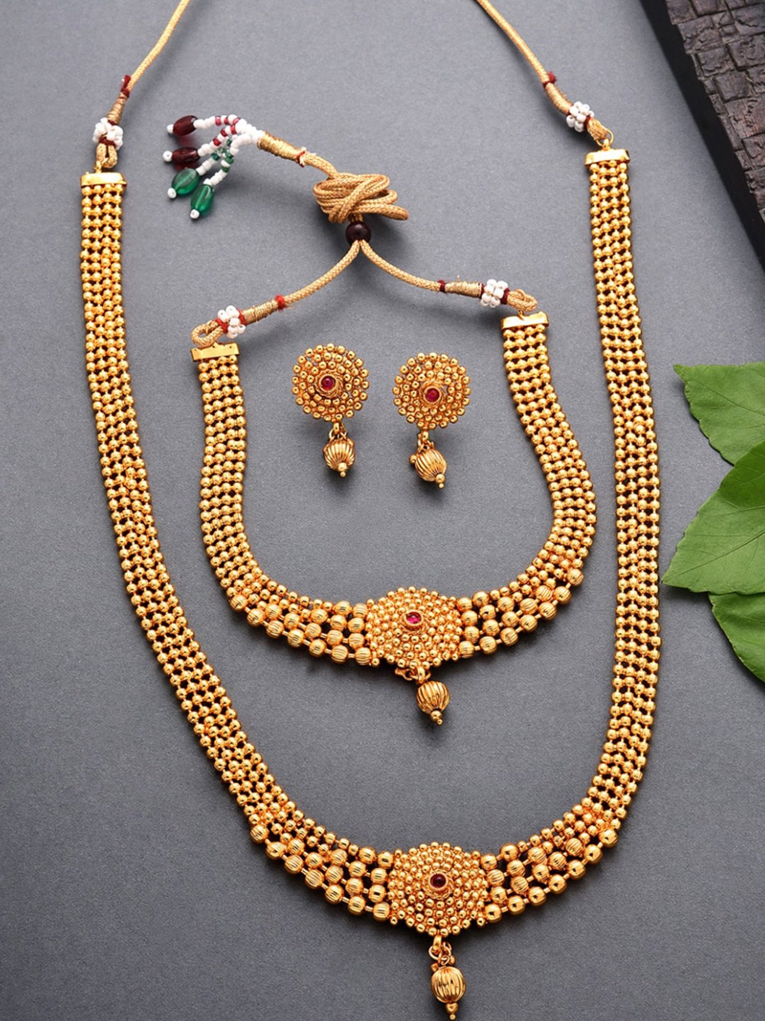 Fida Handmade Ethnic Temple Golden Jewellery Set
