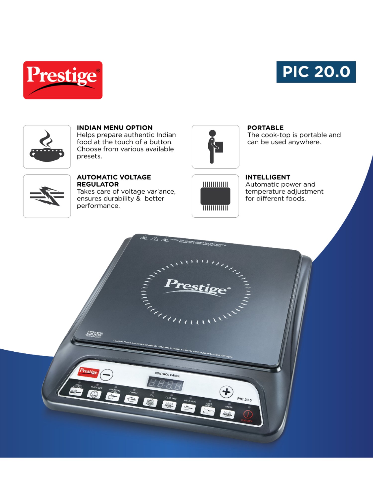 Prestige PIC 20 1600W Induction Cooktop (Black)