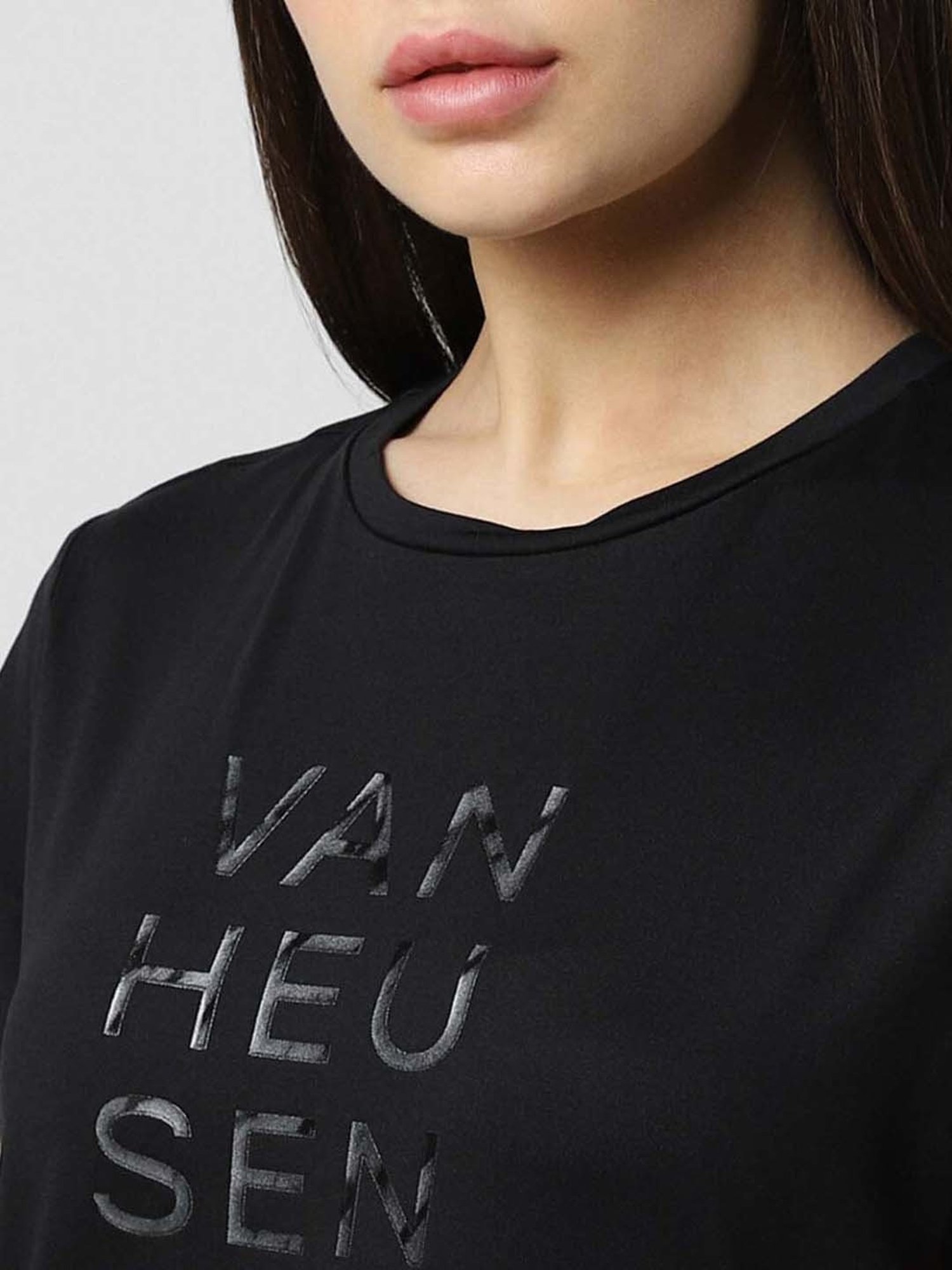 Van Heusen Black Printed T-Shirt