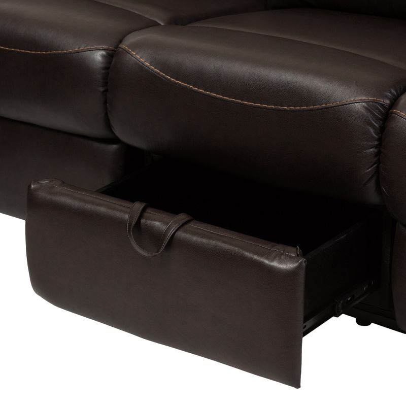2pc Roland Modern and Contemporary Faux Leather Sectional with Recliner and Storage Chaise Black - Baxton Studio