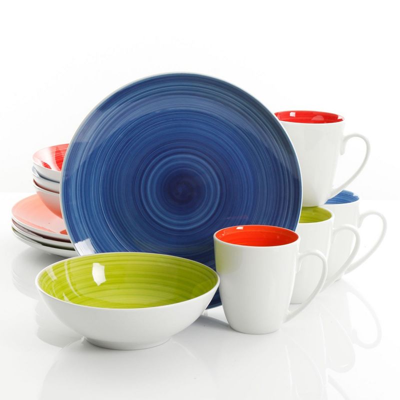 Gibson Home Crenshaw 12 Piece Ceramic Dinnerware Set in Assorted Colors