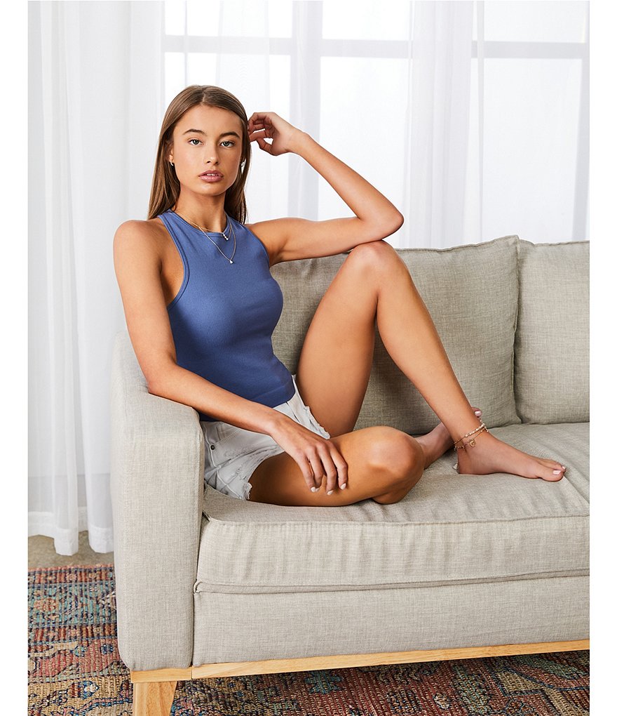 C&V Chelsea & Violet Knit Racerback Halter Tank Top