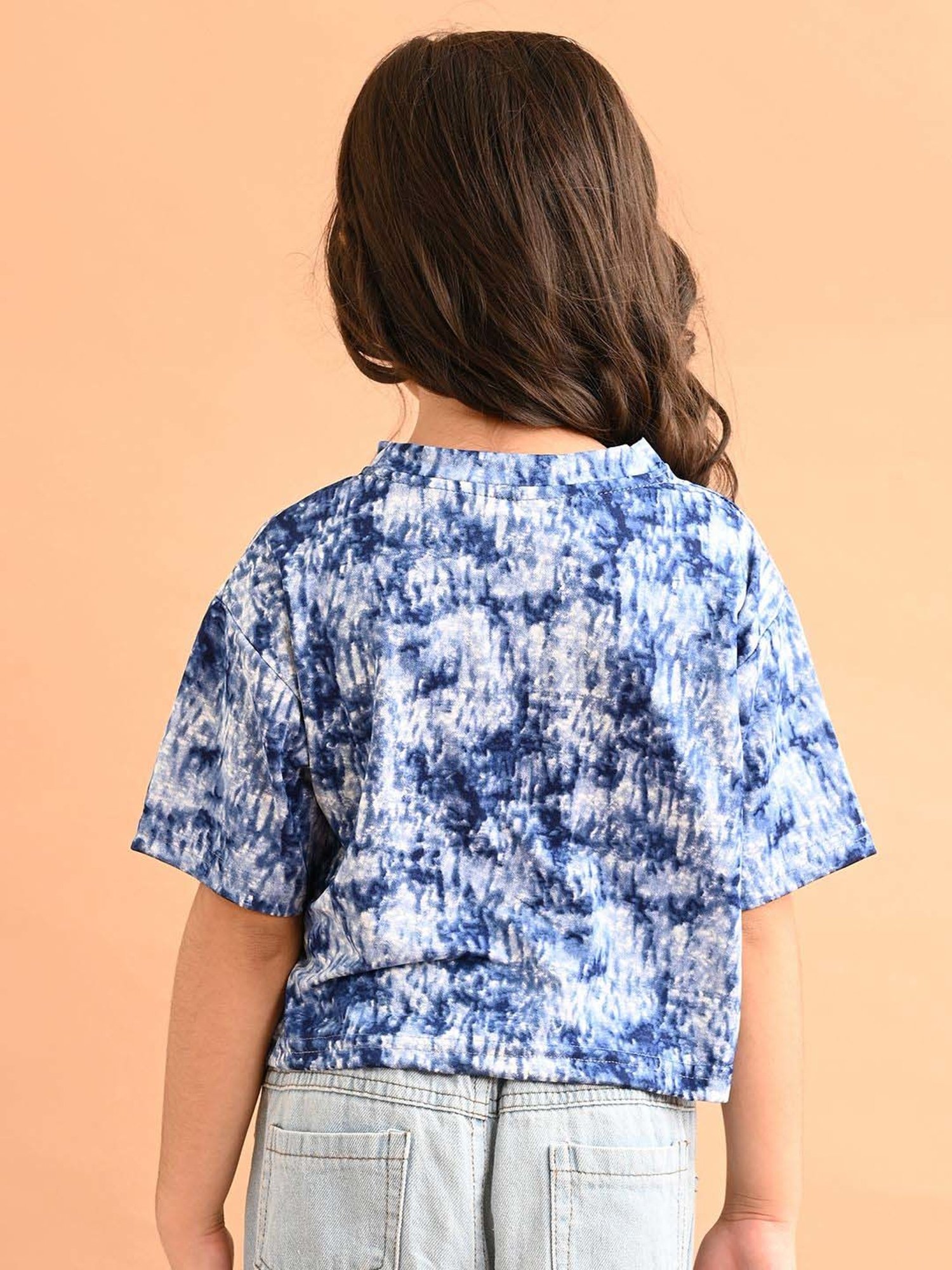 LilPicks Kids Blue Cotton Over Dyed Top