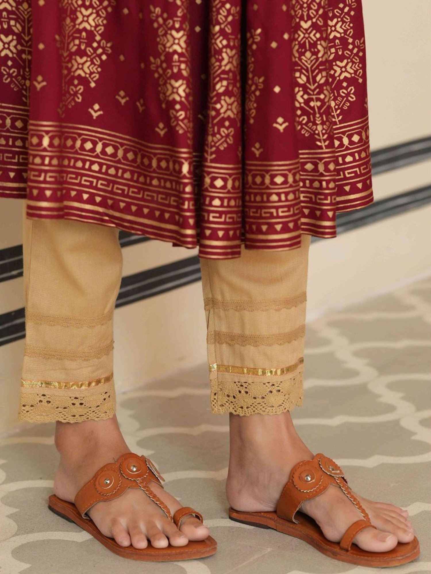 Fusion Beats Light Grey Embroidered A Line Kurta