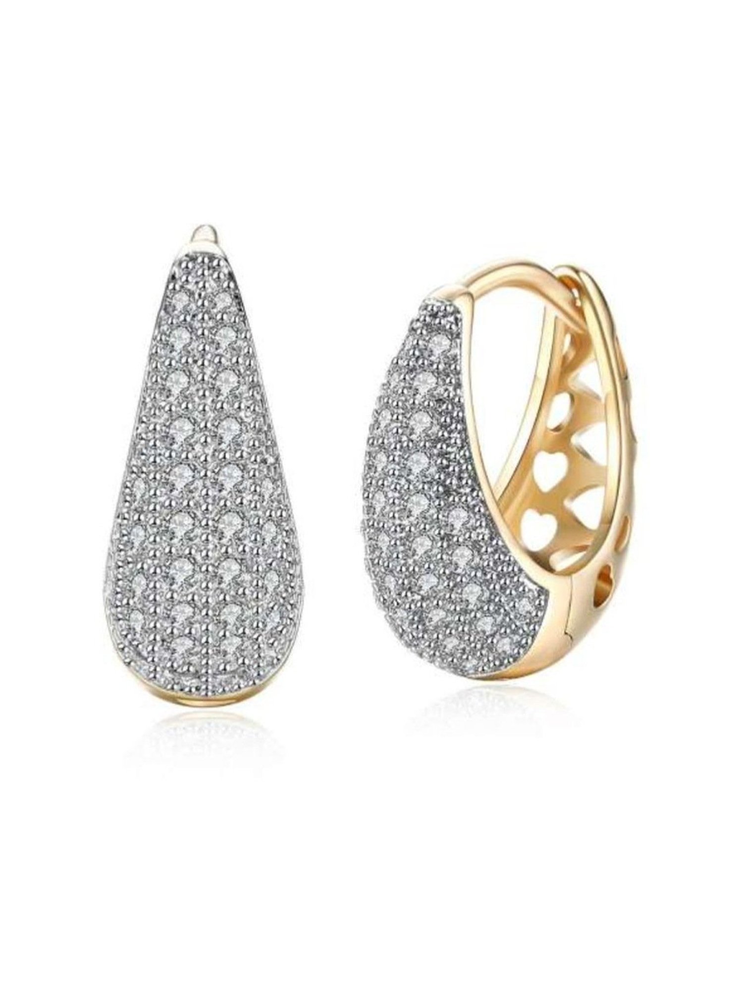YouBella Crystal Gold-Plated White Stylish Hoop Earrings for Women