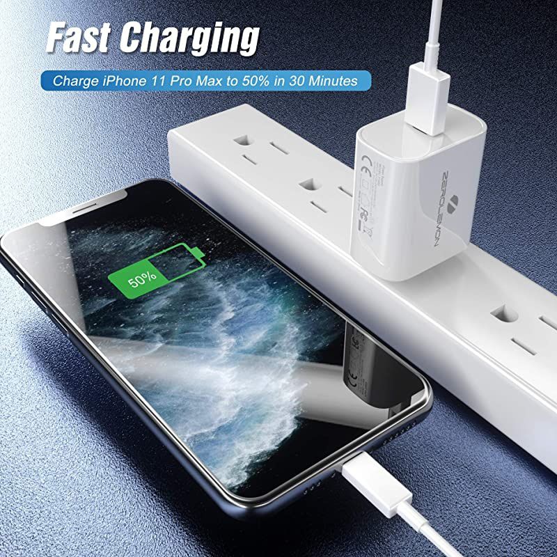 USB C Wall Charger,  18W Type C PD 3.0 Power Delivery Charger, Fast Charging for iPad Pro, AirPods Pro, iPhone 12/12 Pro, iPhone 11 Pro Max/Xs Max, Galaxy Note 20 Ultra/ S20-1 Pack