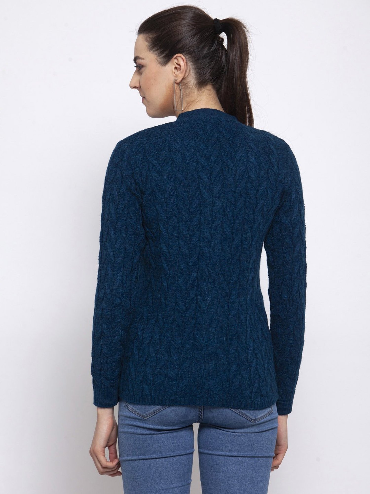 Kalt Teal Cable Design Sweater
