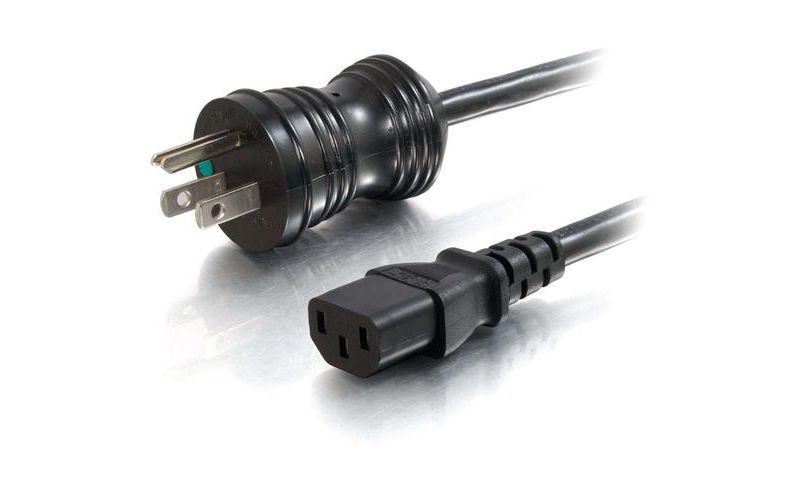 C2G 6ft 18 AWG Hospital Grade Power Cord (NEMA 5-15P to IEC320C13) - Black - 125 V AC / 10 A - Black