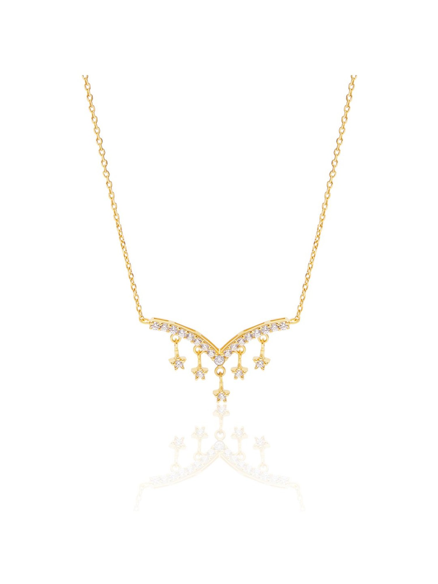 March by FableStreet 18k Gold-Plated 92.5 Sterling Silver V-shaped Dangling Star Necklace for Women