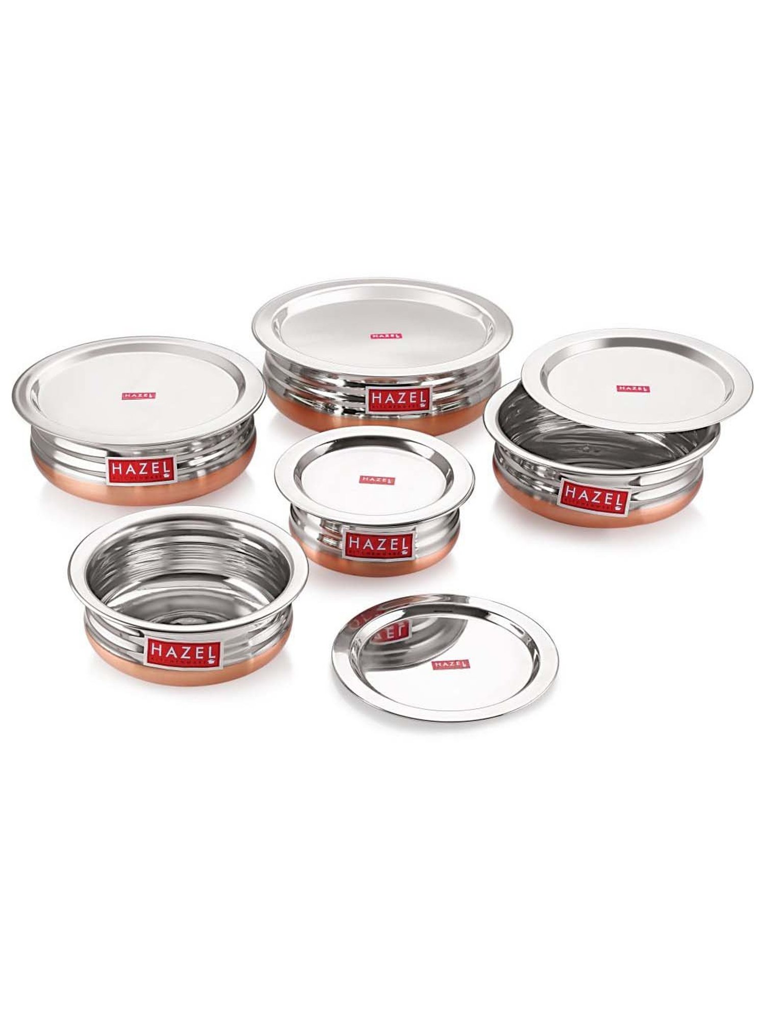 HAZEL Silver Stainless Steel Cooking Tope with Lid - Set of 5