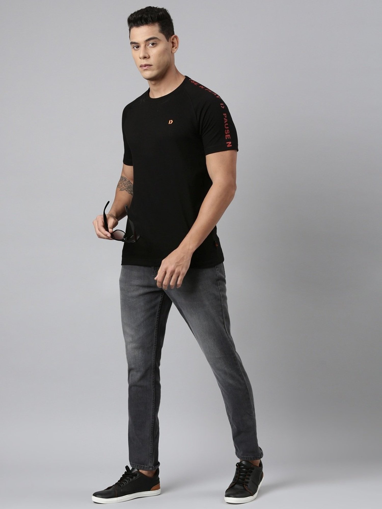 Dixcy Scott Maximus Black Cotton Regular Fit T-Shirt