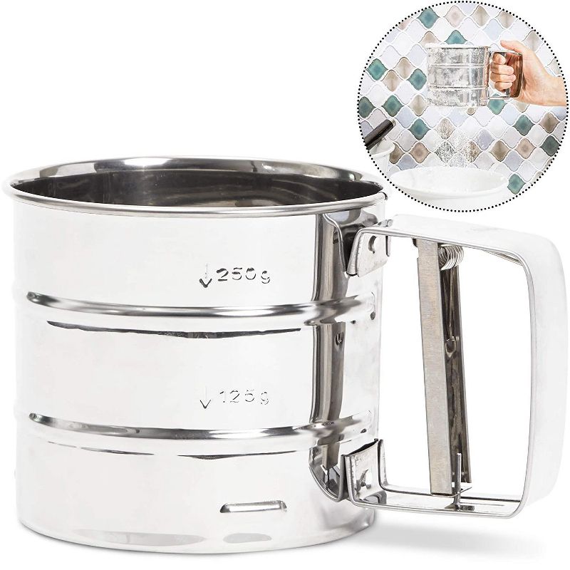 Norpro Stainless Steel Chinois Fine Mesh Soup Sauce Strainer Juicer with Stand and Rubberwood Pestle, Silver