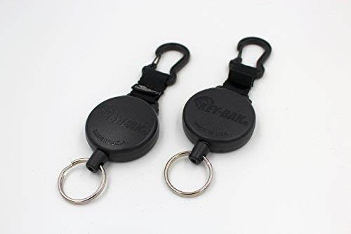 KEY-BAK Heavy Duty SECURIT Retractable Reel (48"/8oz.) with Polycarbonate Case, Aluminum Carabiner and Split Ring (2 Pack)