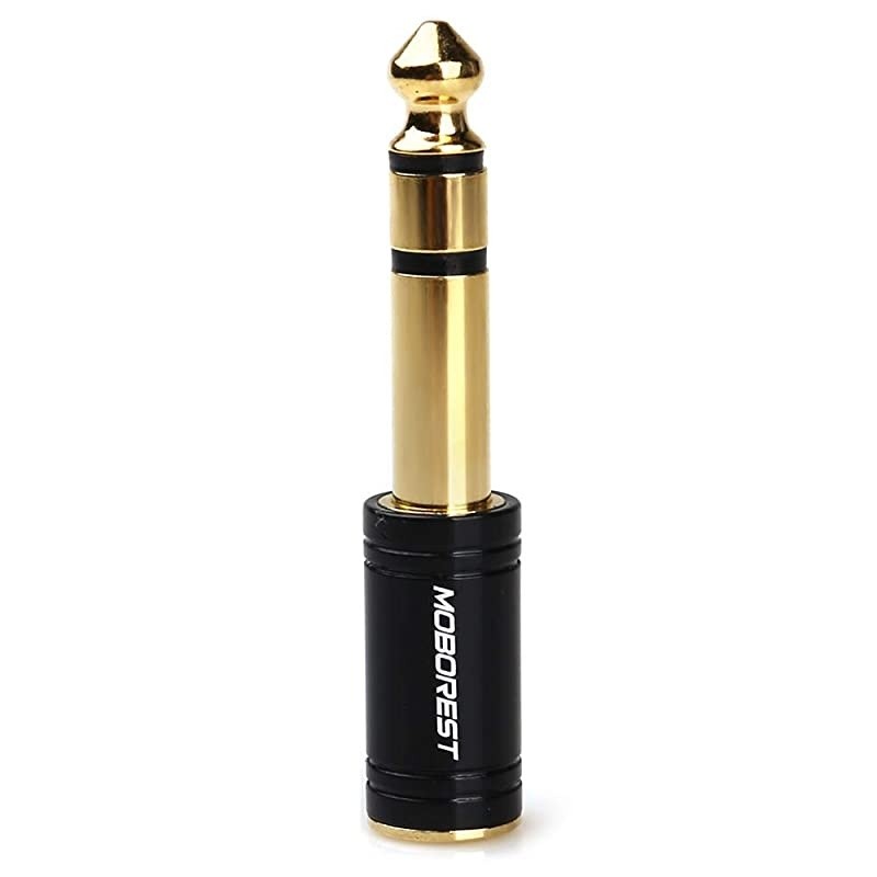 1/4'' (6.35mm) Male TRS Plug to 1/8'' (3.5mm) Female Socket Stereo Audio Jack Pure Copper Adapter for Headphone, Amp, Adapte - Black 1PCS