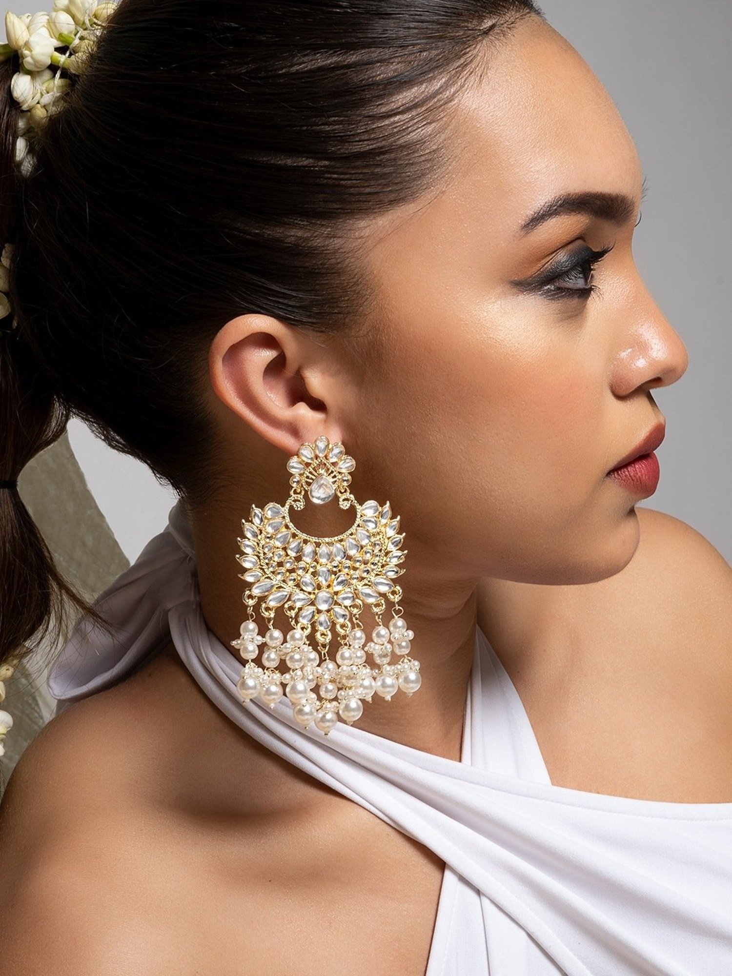 Teejh Aanica Pearl & Polki Dangler Earrings