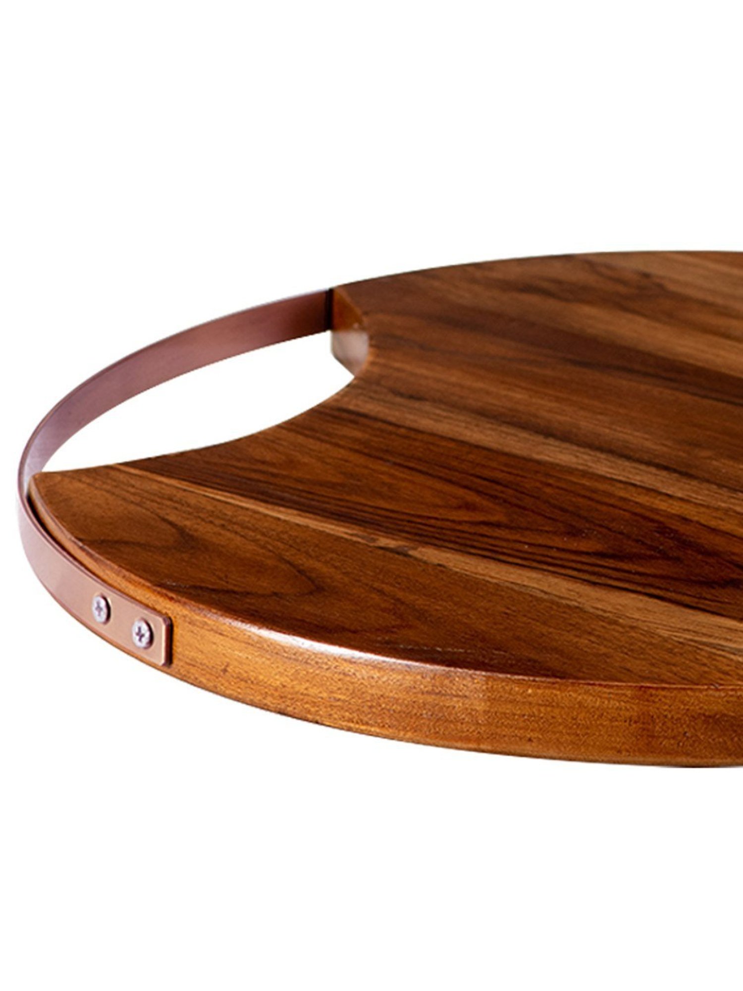 Nestroots Solid Brown & Copper Teak Wood Cheese Board