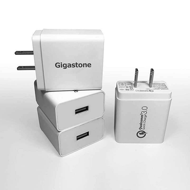 4-Pack] Quick Charge 3.0 18W 3A USB Type-A Wall Charger, Qualcomm Certified QC3.0, Compatible with iPhone iPad, Samsung Galaxy S10/S9/S8 Note8/7, LG, HTC, Nexus, Qi Wireless Charge Pad