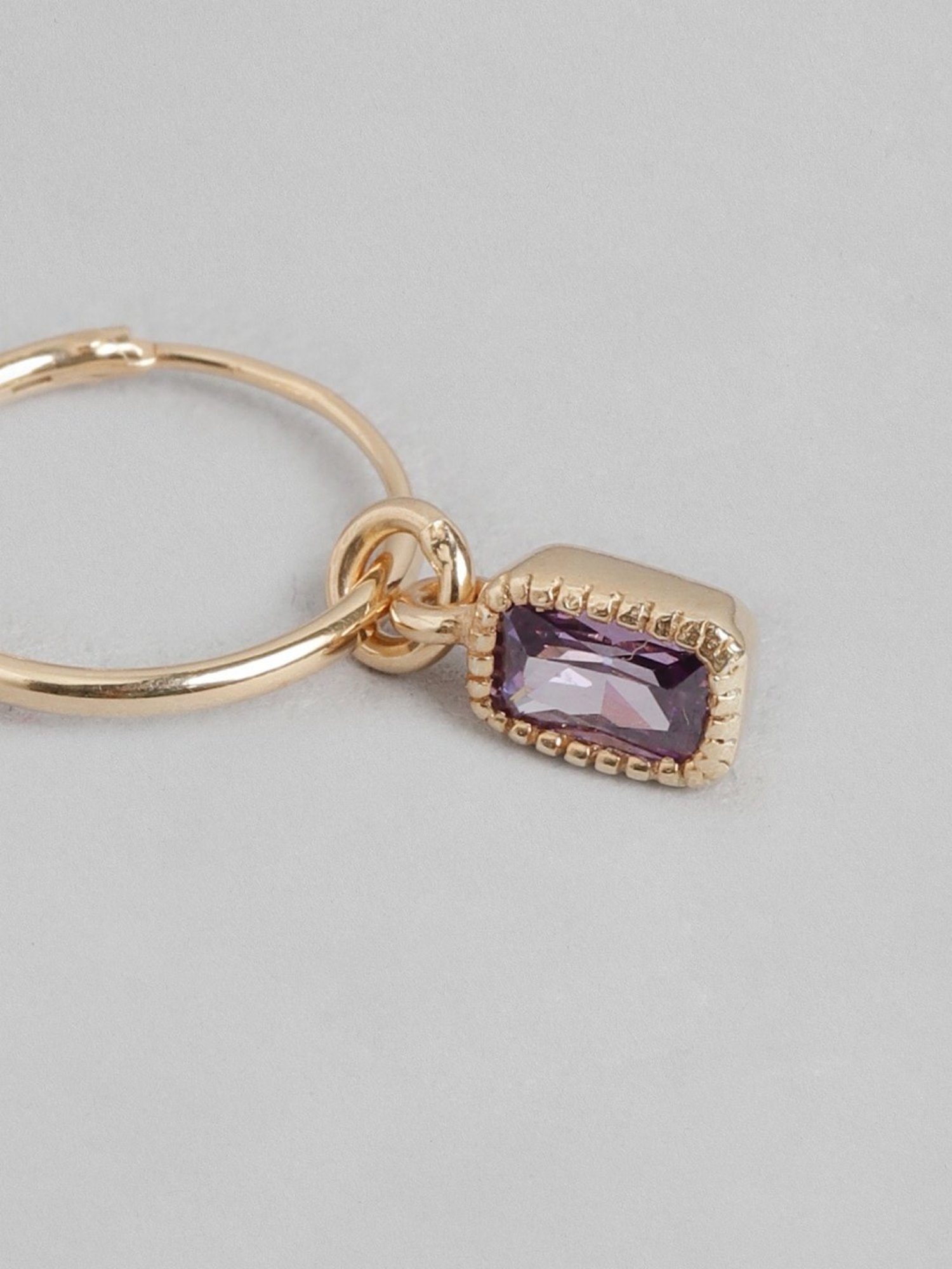 Zavya Amethyst Stone Rose Gold-Plated 92.5 Sterling Silver Loop Drop